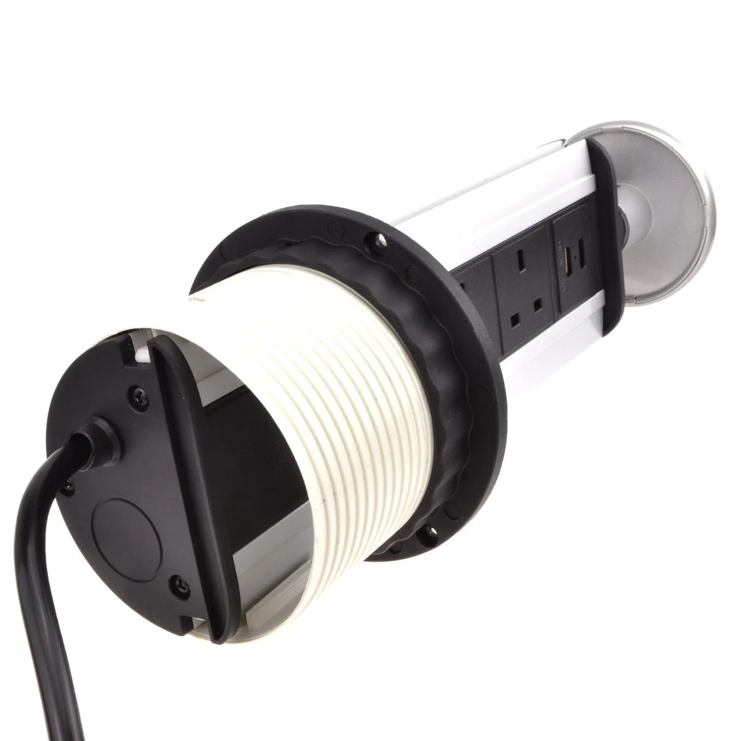 Kenable Versenkbare Einbausteckdose 3-fach UK + 2x USB