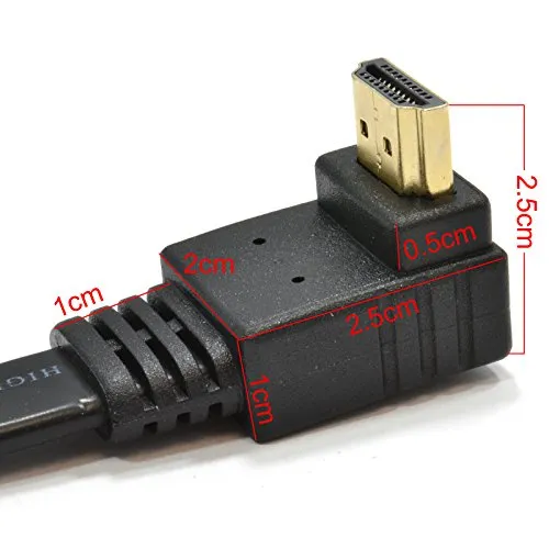 Kenable HDMI Kabel flach 1m Winkelstecker Full HD schwarz