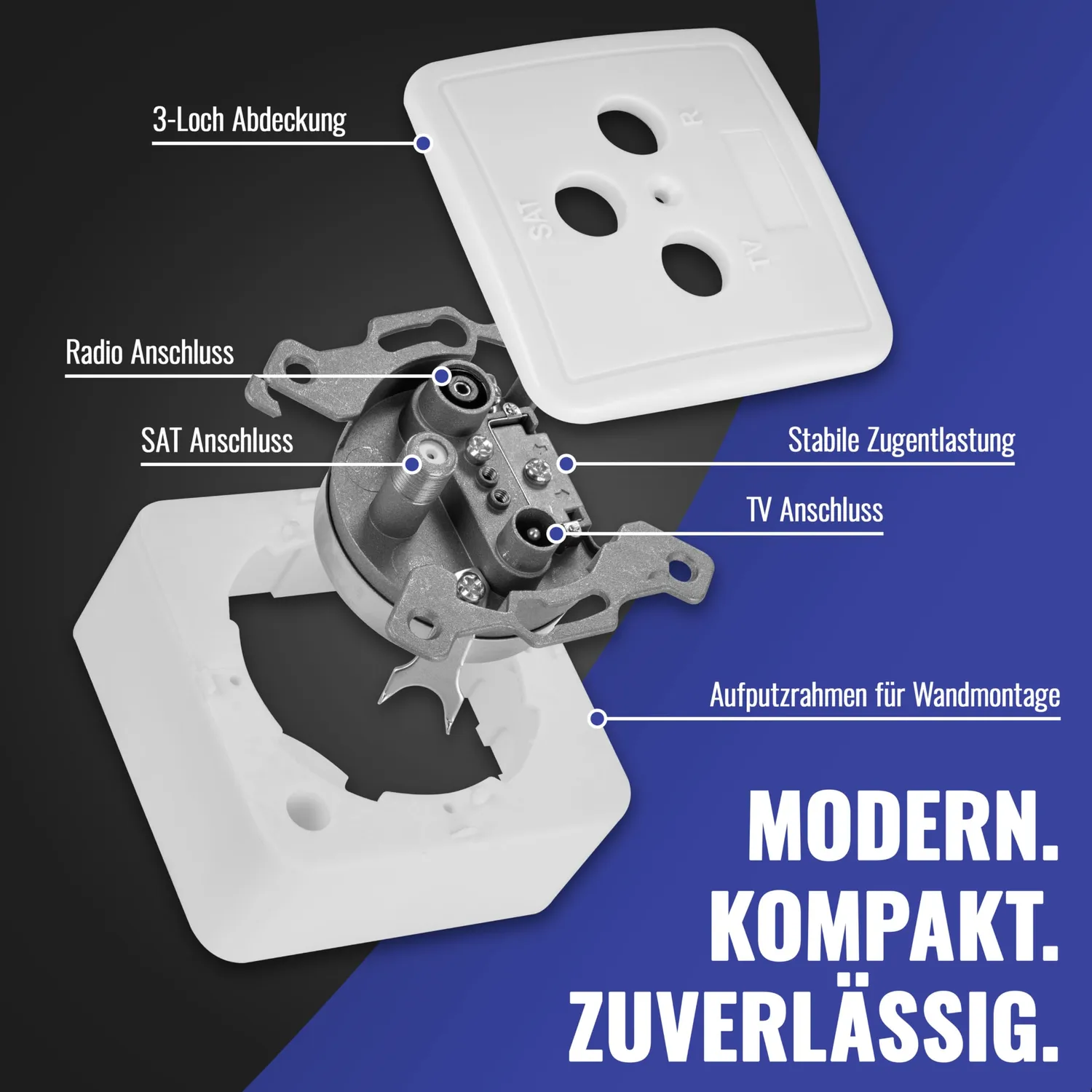 Poppstar SAT Dose 3-Loch SAT/TV/Radio 1 Stück