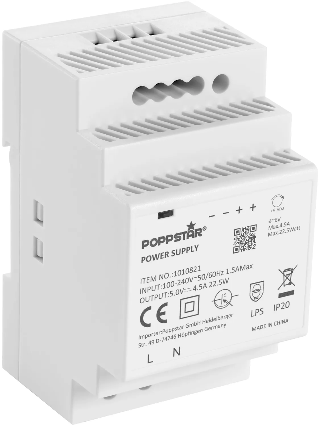 Poppstar P-15-5 Hutschienen-Netzteil 5V 2A 10W