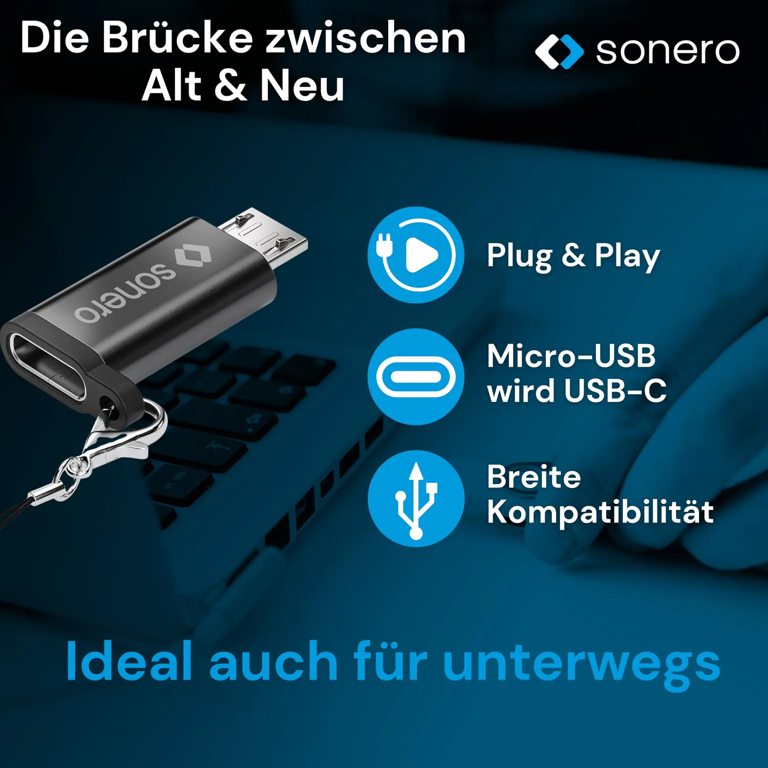 Sonero X-UA121 USB-C Adapter Micro-USB OTG schwarz