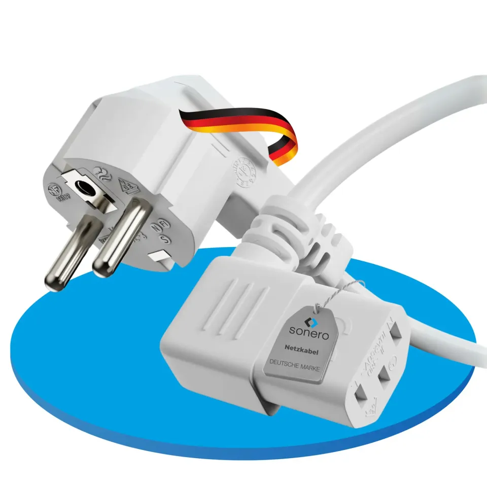 Sonero X-SKW-C13W-100W Kaltgerätekabel 10m weiß 90°