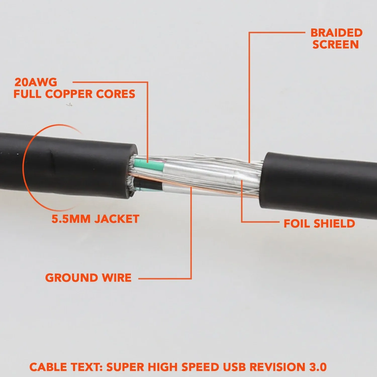 Kenable USB 3.0 Verlängerungskabel A 0,5m Metall schwarz