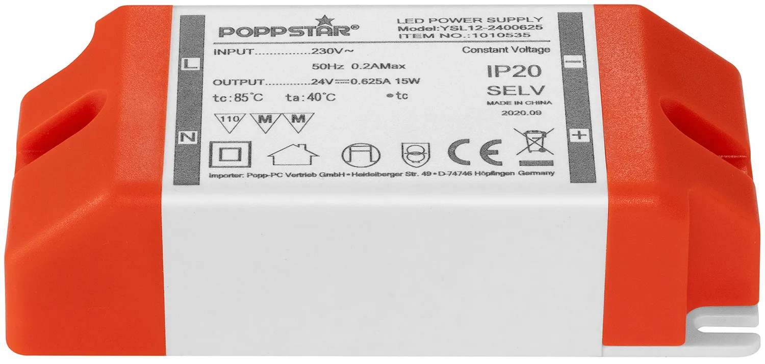 Poppstar LED Trafo 24V 15W Transformator