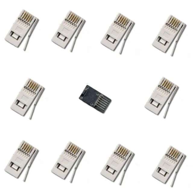 Kenable BT 431A Telefon Crimp-Stecker Set 10er Pack weiß mit Zange