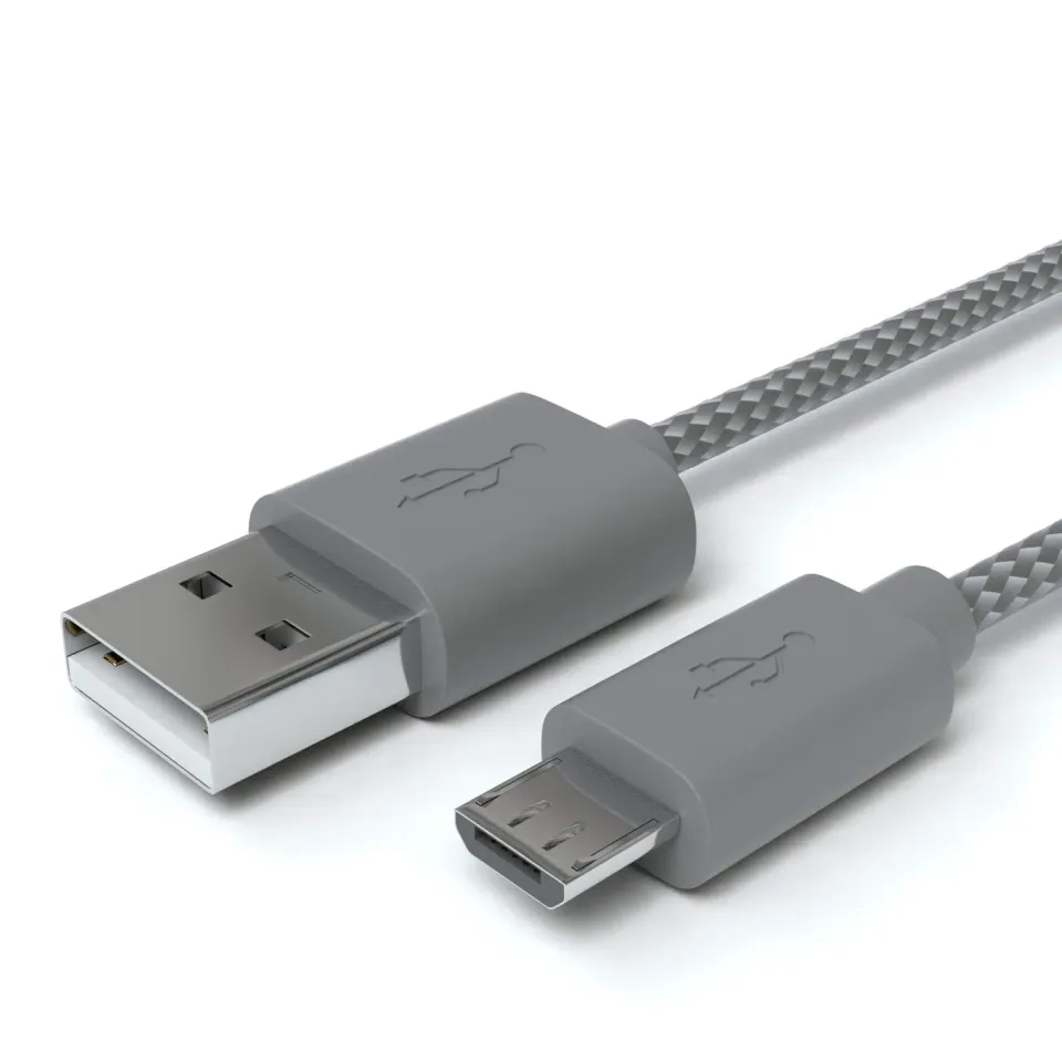 JAMEGA Micro USB Kabel 1m Nylon Space Grau 2,4A