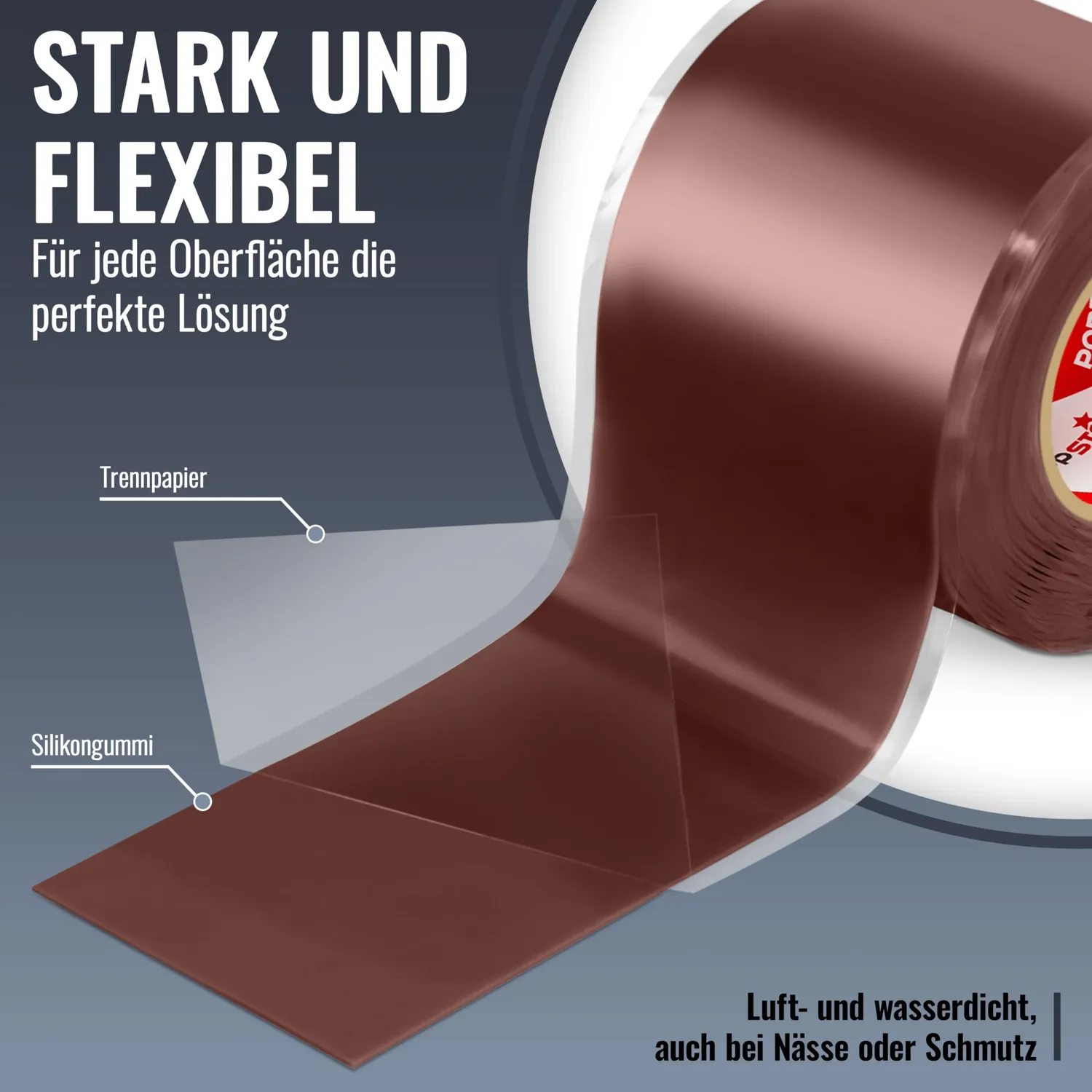 Poppstar Silikonband selbstverschweißend 3m 38mm rotbraun
