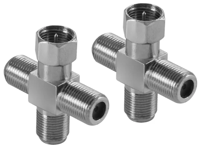 Poppstar Sat Verteiler Kreuz-Adapter 2er Set Silber