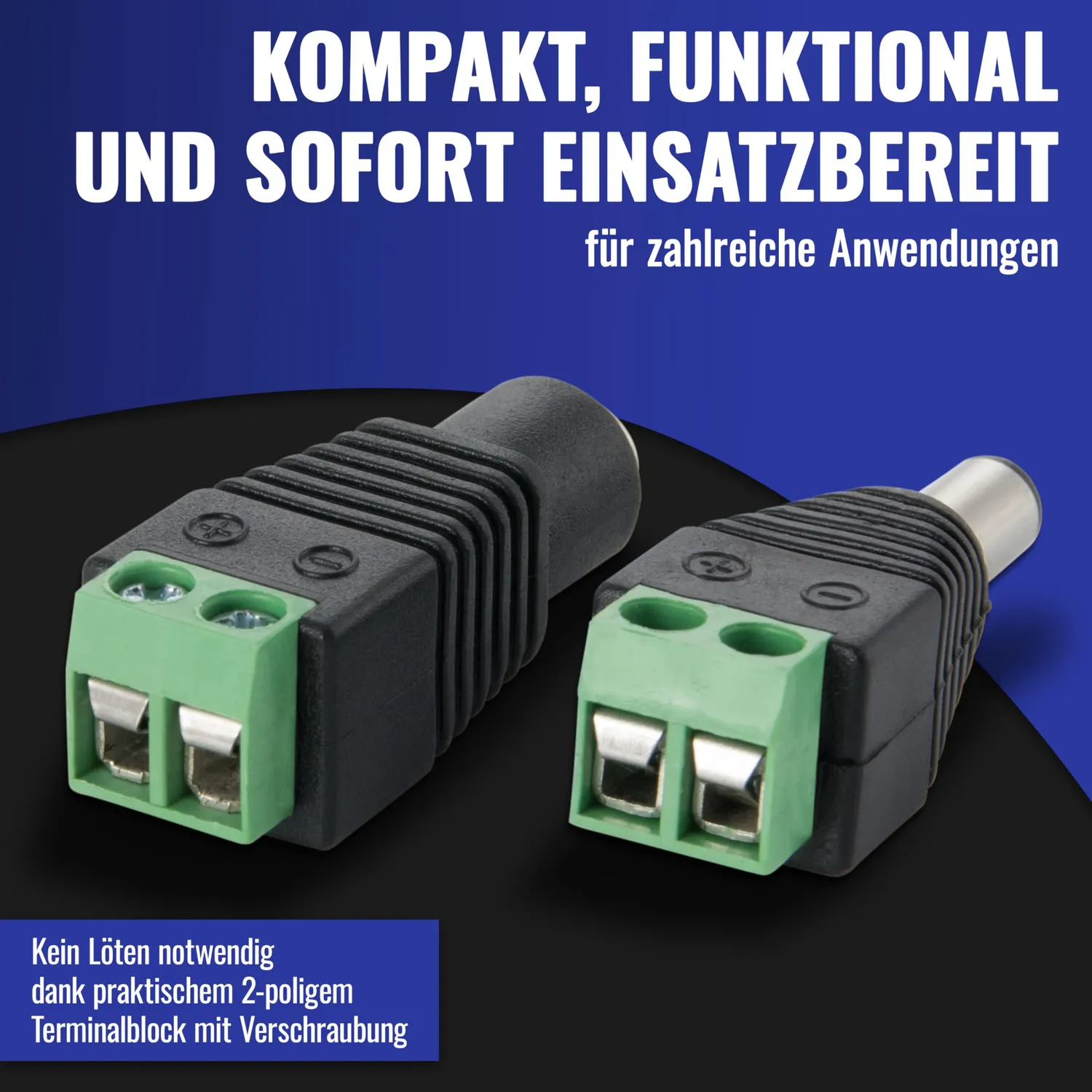 Poppstar DC Adapter 5,5x2,5mm Terminalblock 20er