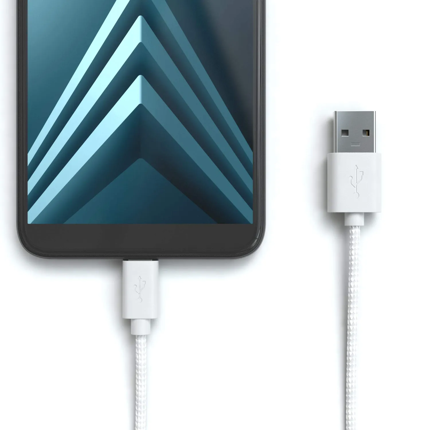 JAMEGA Micro USB Kabel 1m Nylon Ladekabel weiß 2,4A