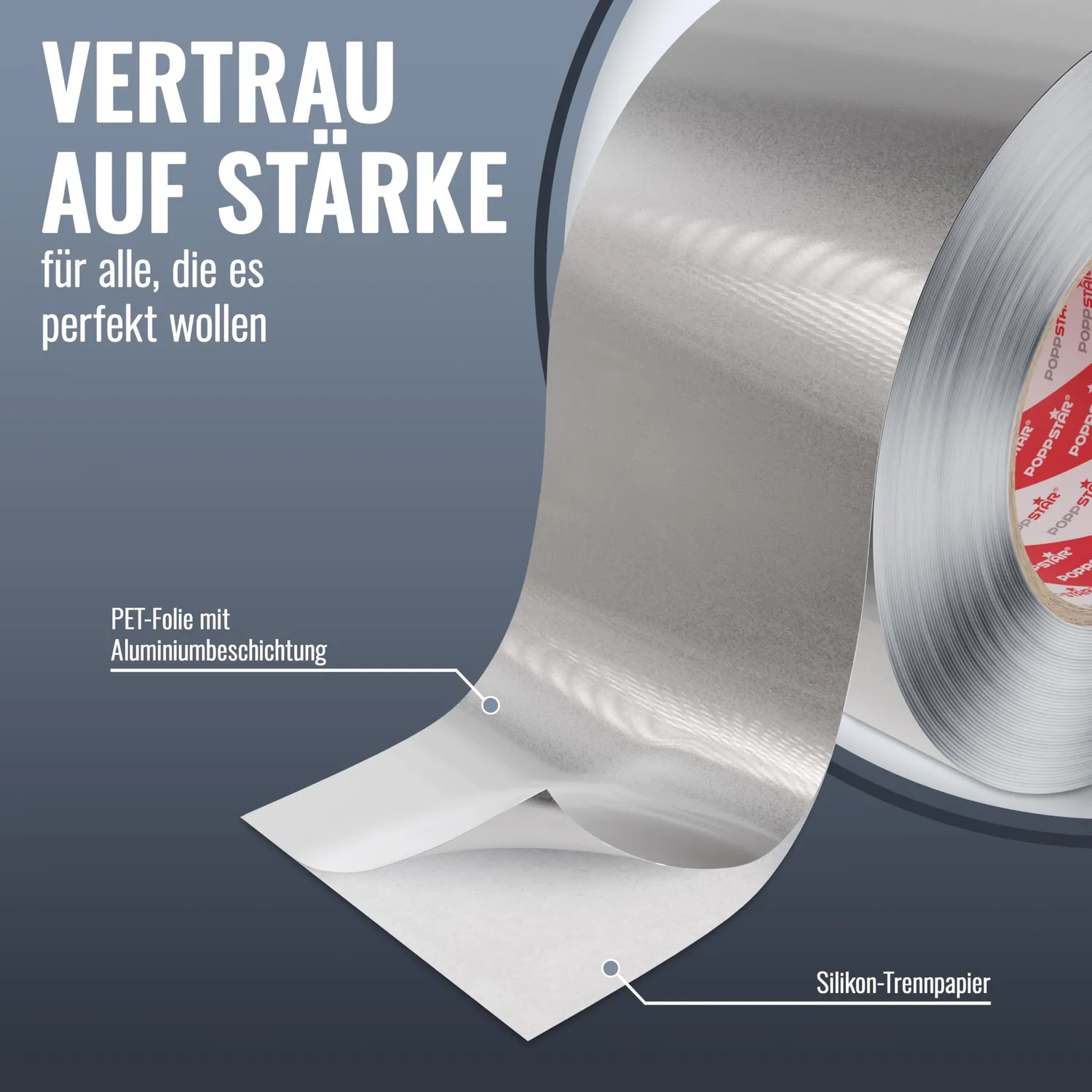Poppstar Alu-Klebeband 50m x 72mm hitzebeständig
