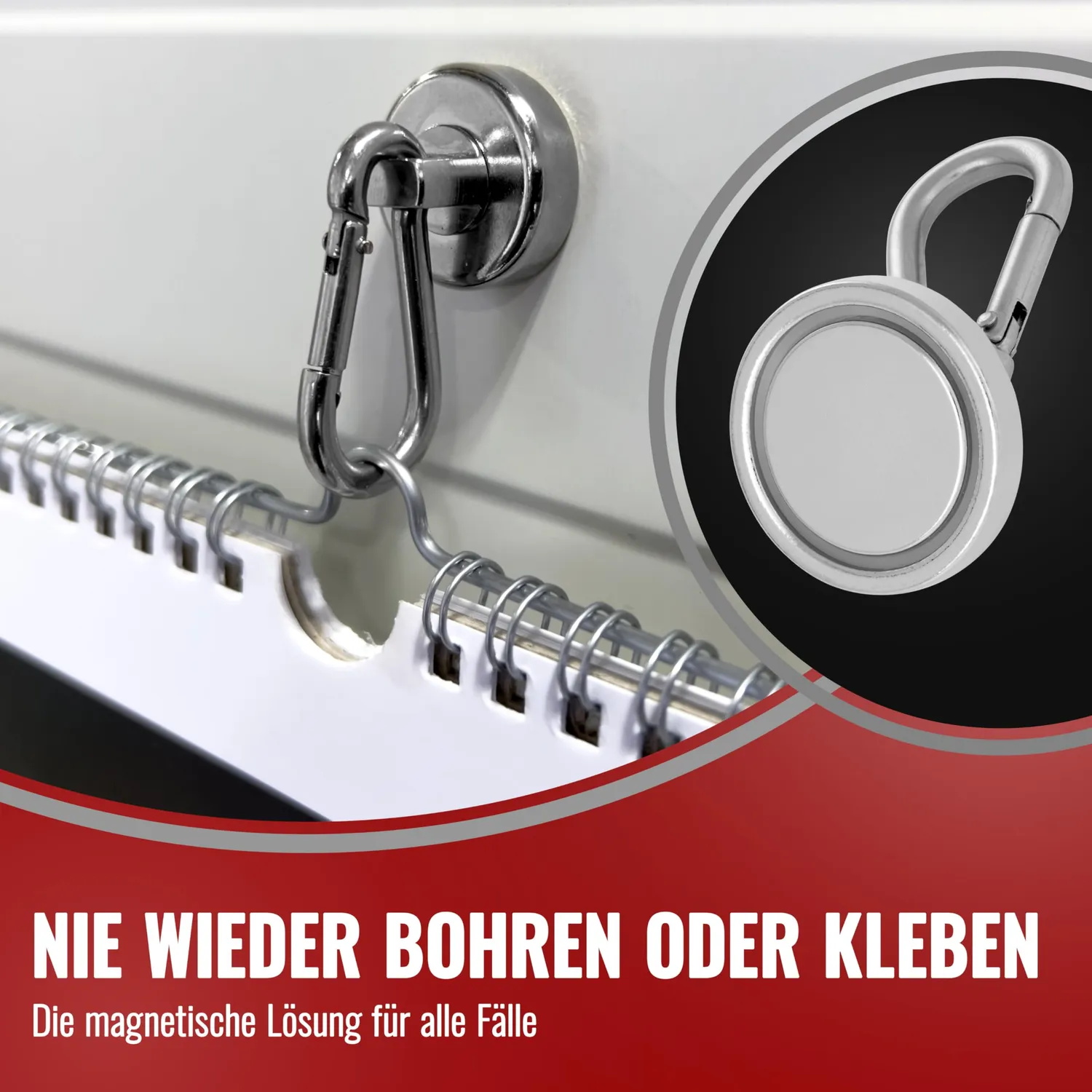 Poppstar Magnet-Karabiner 35kg 2 Stück silber stark