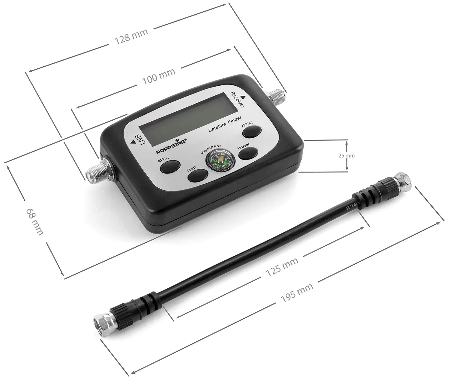 Poppstar Digital Satfinder Messgerät digital inkl. Kabel
