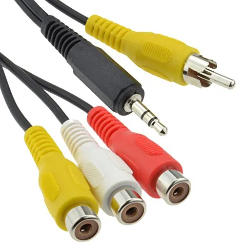 Kenable Cinch Adapterkabel 3,5 mm auf 3x Cinch 0,3 m rot weiß gelb