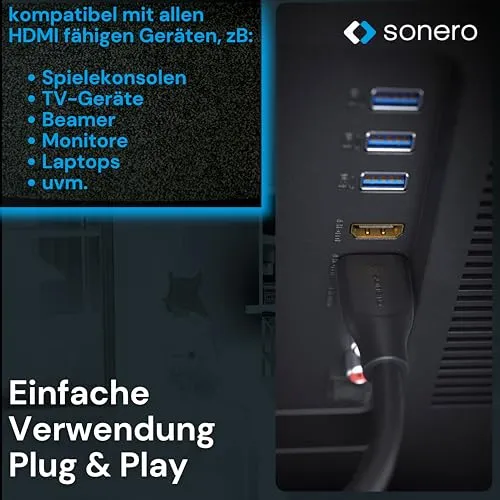Sonero HDMI Verlängerungskabel 3m 4K Stecker Buchse