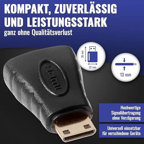Poppstar HDMI Adapter Mini-HDMI-Stecker 1 Stück 4K