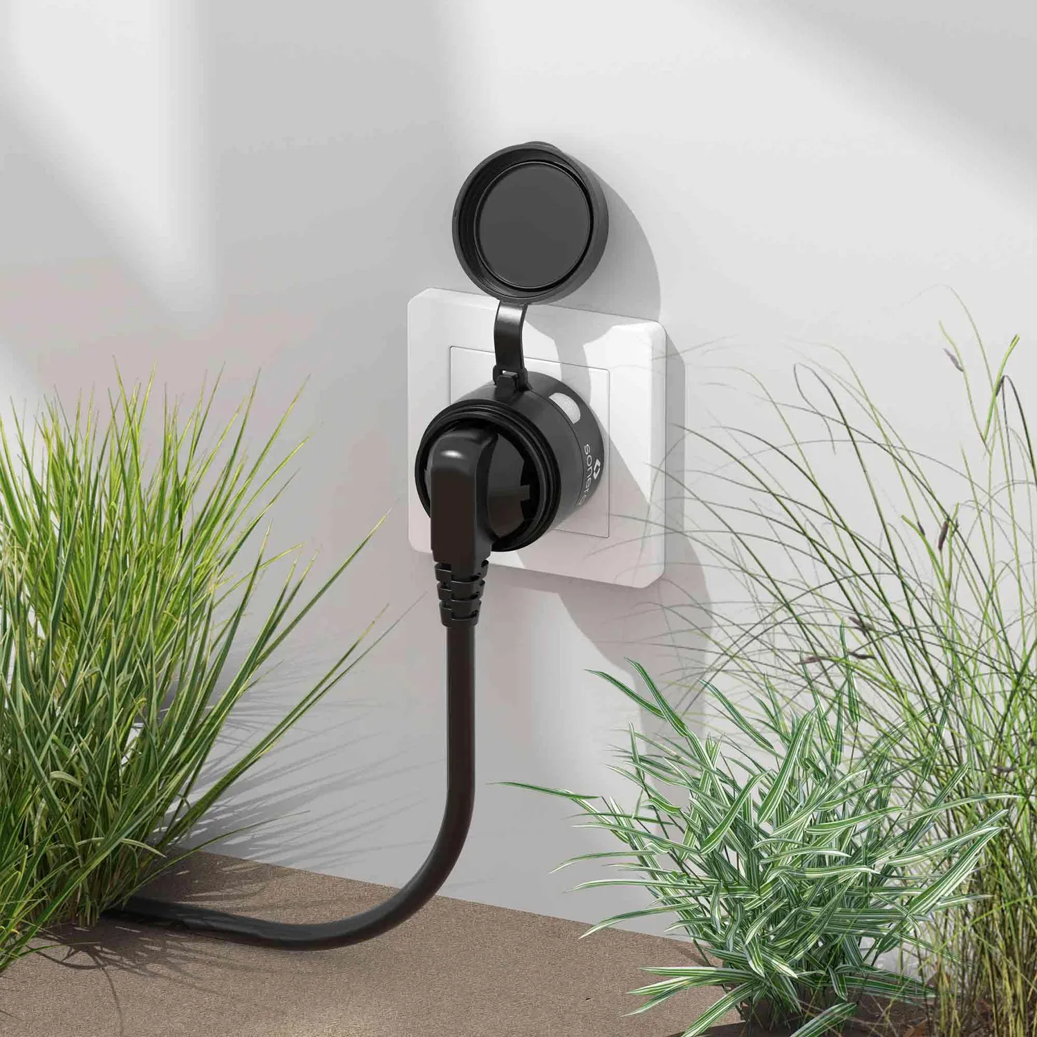 Sonero Outdoor Funksteckdosen 3er-Set IP44 schwarz 30m