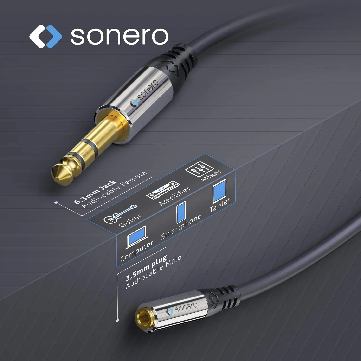 Sonero S-ACA006 Kopfhörer Adapter 0,2m 6,3mm schwarz