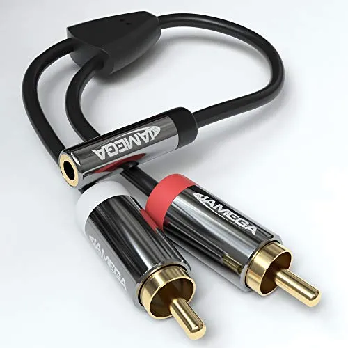 Jamega AUX zu Cinch Adapter 3,5mm auf 2x RCA Metall