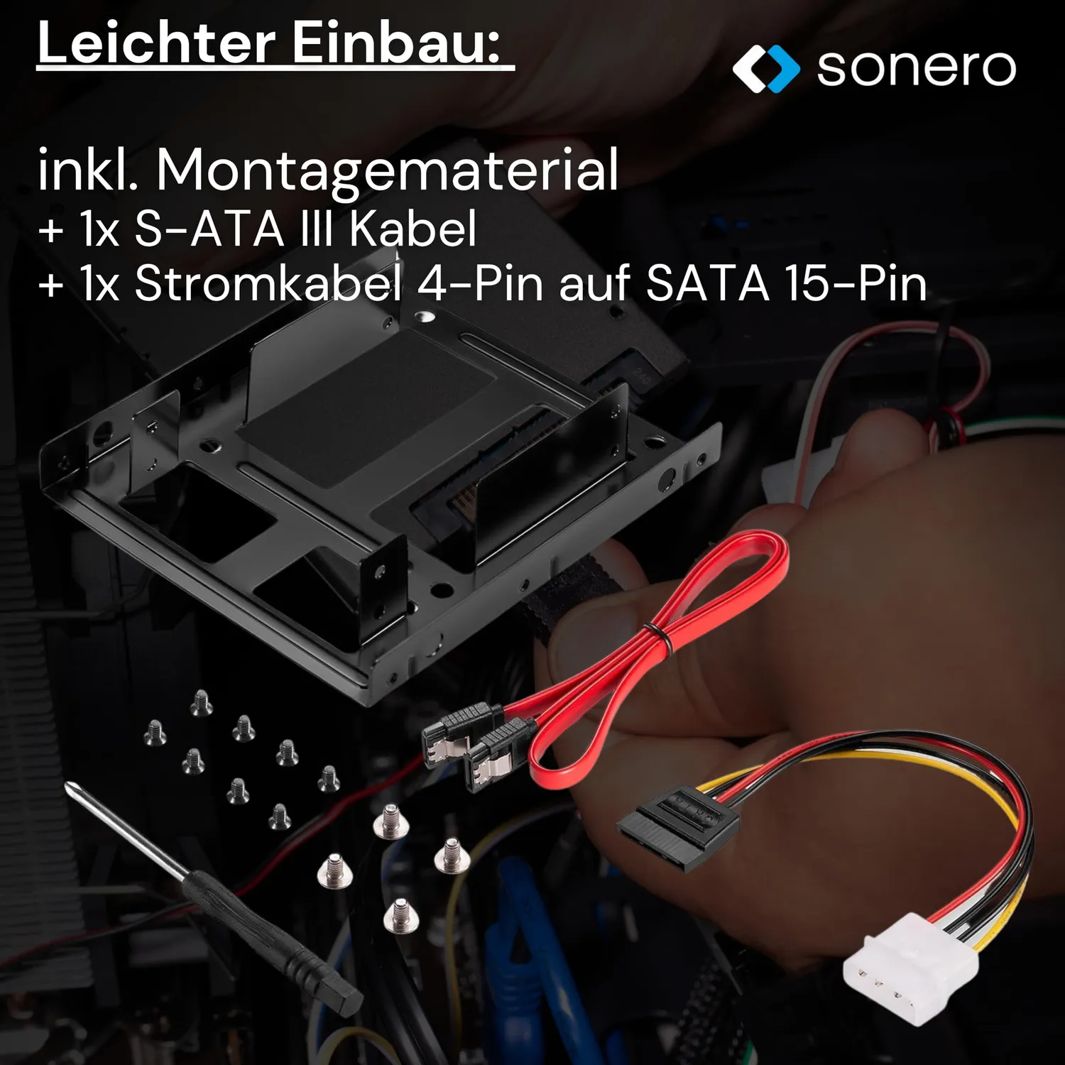 Sonero X-SATA-SET02 SSD Einbaurahmen Set 2x 2,5 auf 3,5 Zoll
