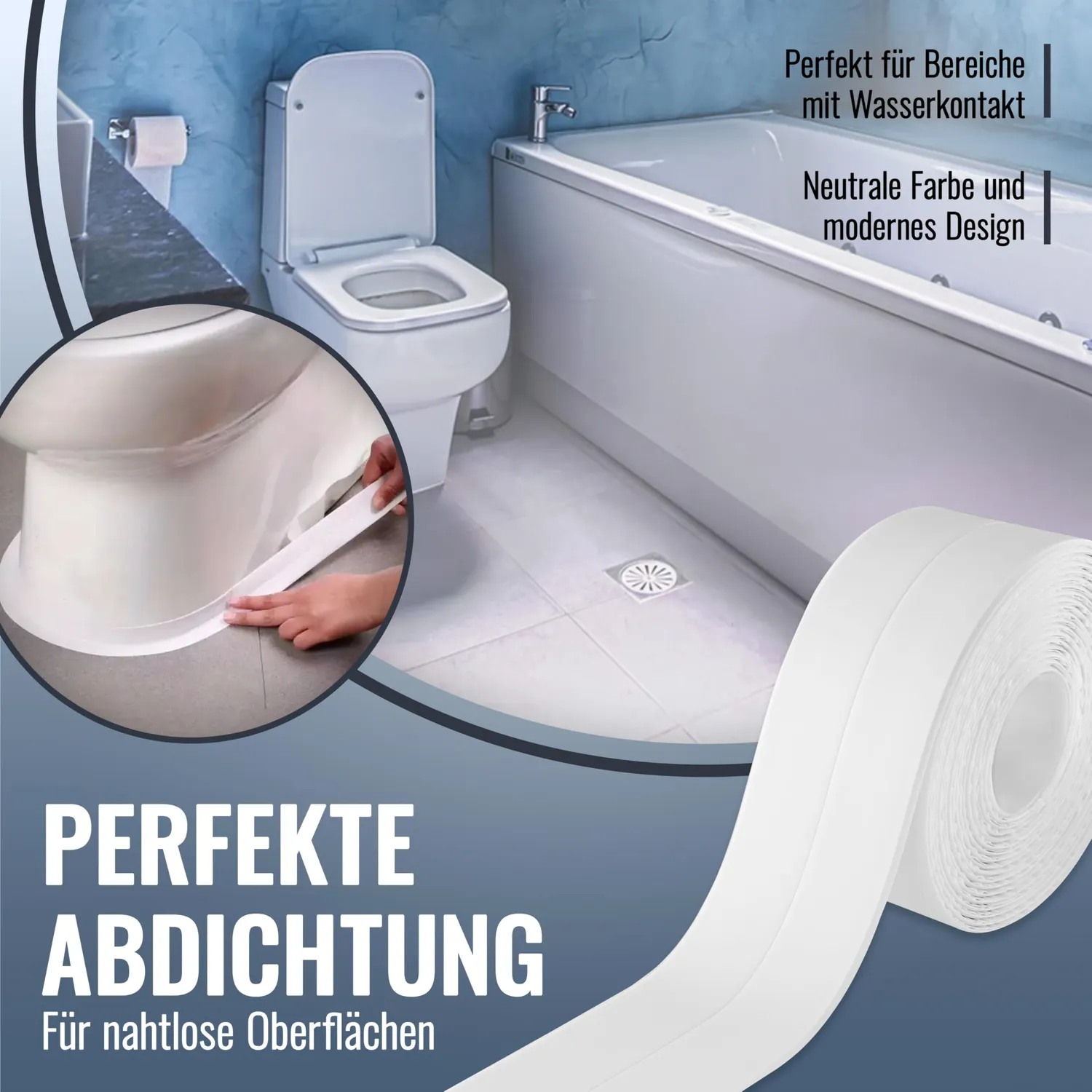Poppstar Fugendichtband selbstklebend weiß 3,3m x 38mm wasserdicht