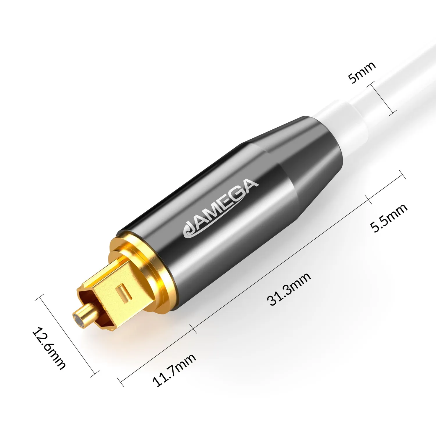 JAMEGA Toslink Optisches Kabel 3m weiß störfrei