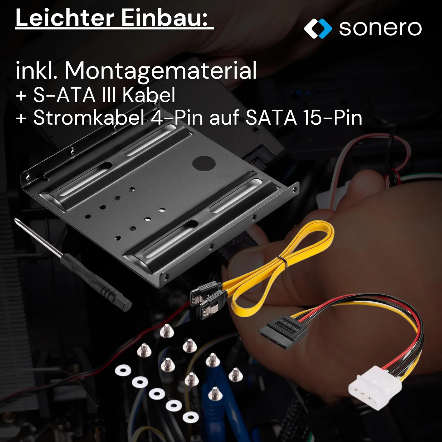 Sonero X-SATA-SET01 SSD Einbaurahmen 2,5 auf 3,5 Zoll