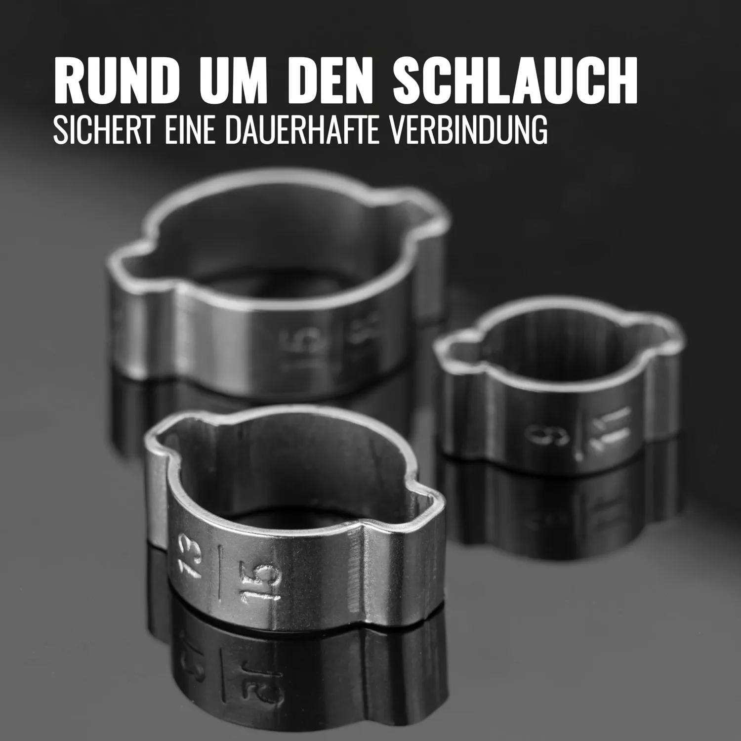 Poppstar Schlauchschellen 2-Ohr 9-11mm Edelstahl 10er