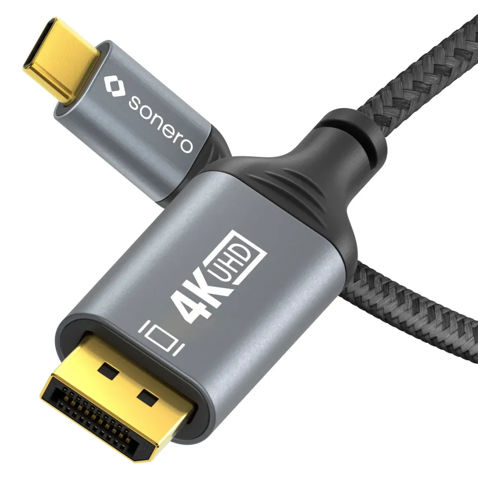 Sonero 4K USB-C DisplayPort Kabel 2m grau/schwarz