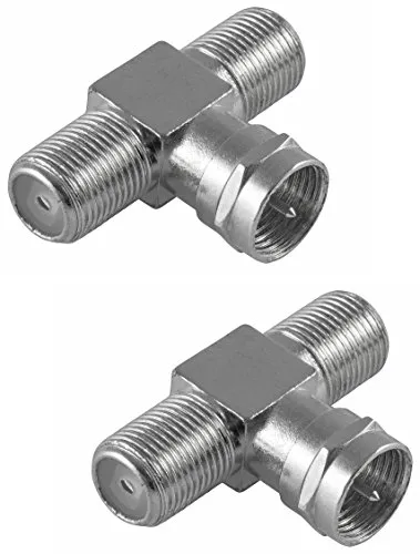 Poppstar SAT Verteiler T-Stück 2x F-Buchse Silber