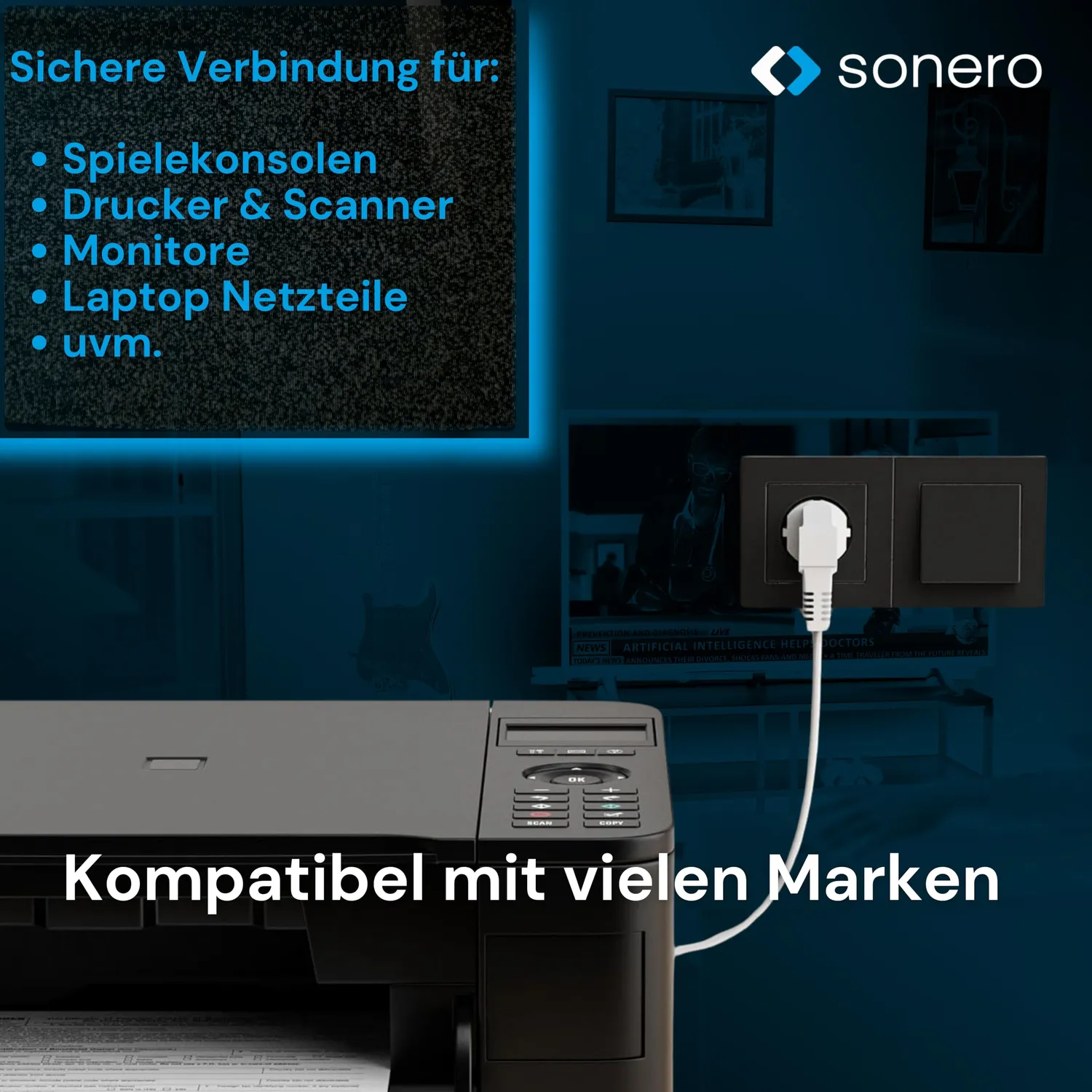 Sonero X-SKW-C13G-010W Kaltgerätekabel 1 m weiß Winkel