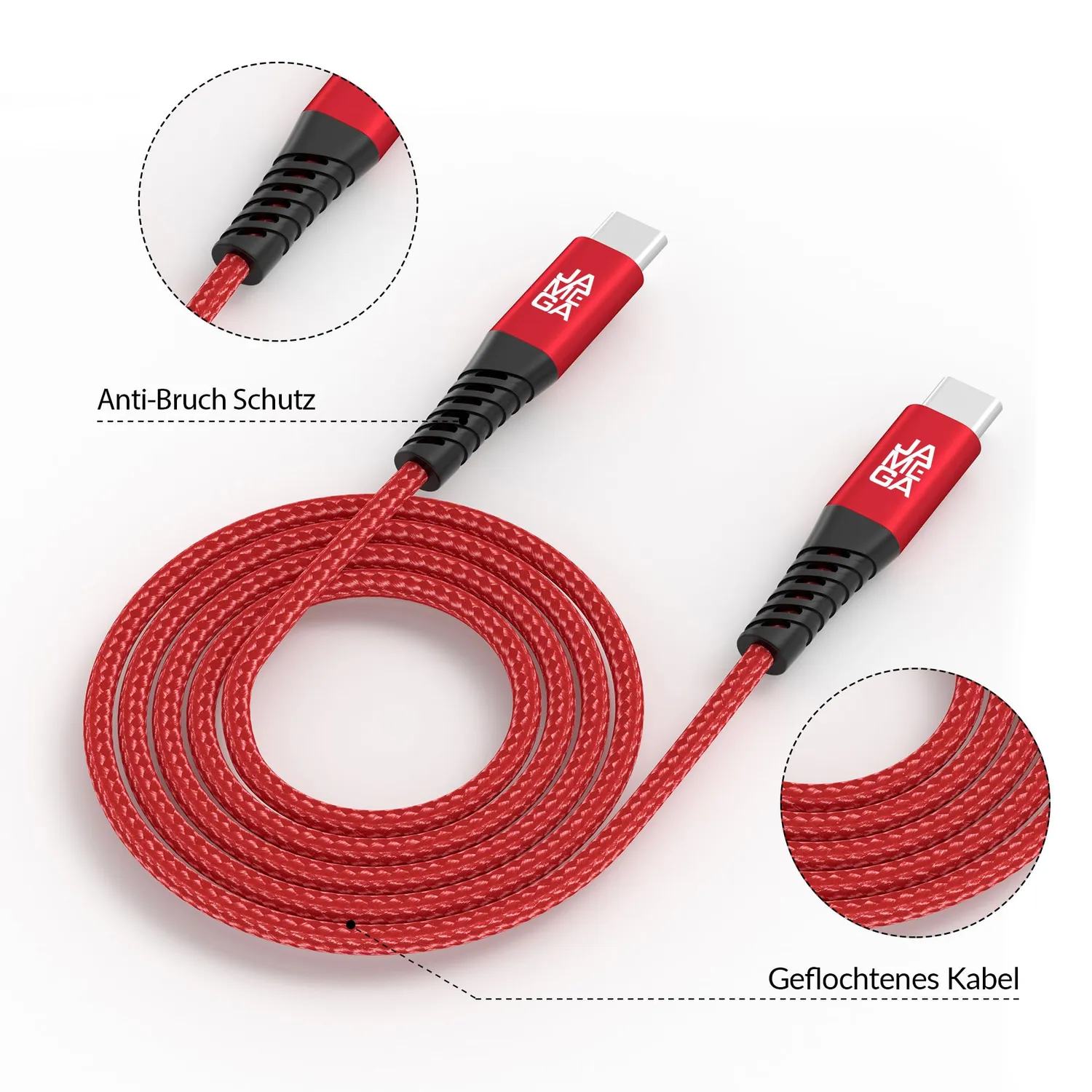 Jamega USB-C Kabel rot 4er Pack 0,5m 1m 2m 3m Fast Charge