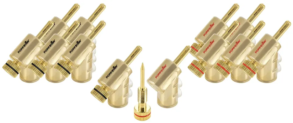 Poppstar Bananenstecker gewinkelt vergoldet 12er-Pack