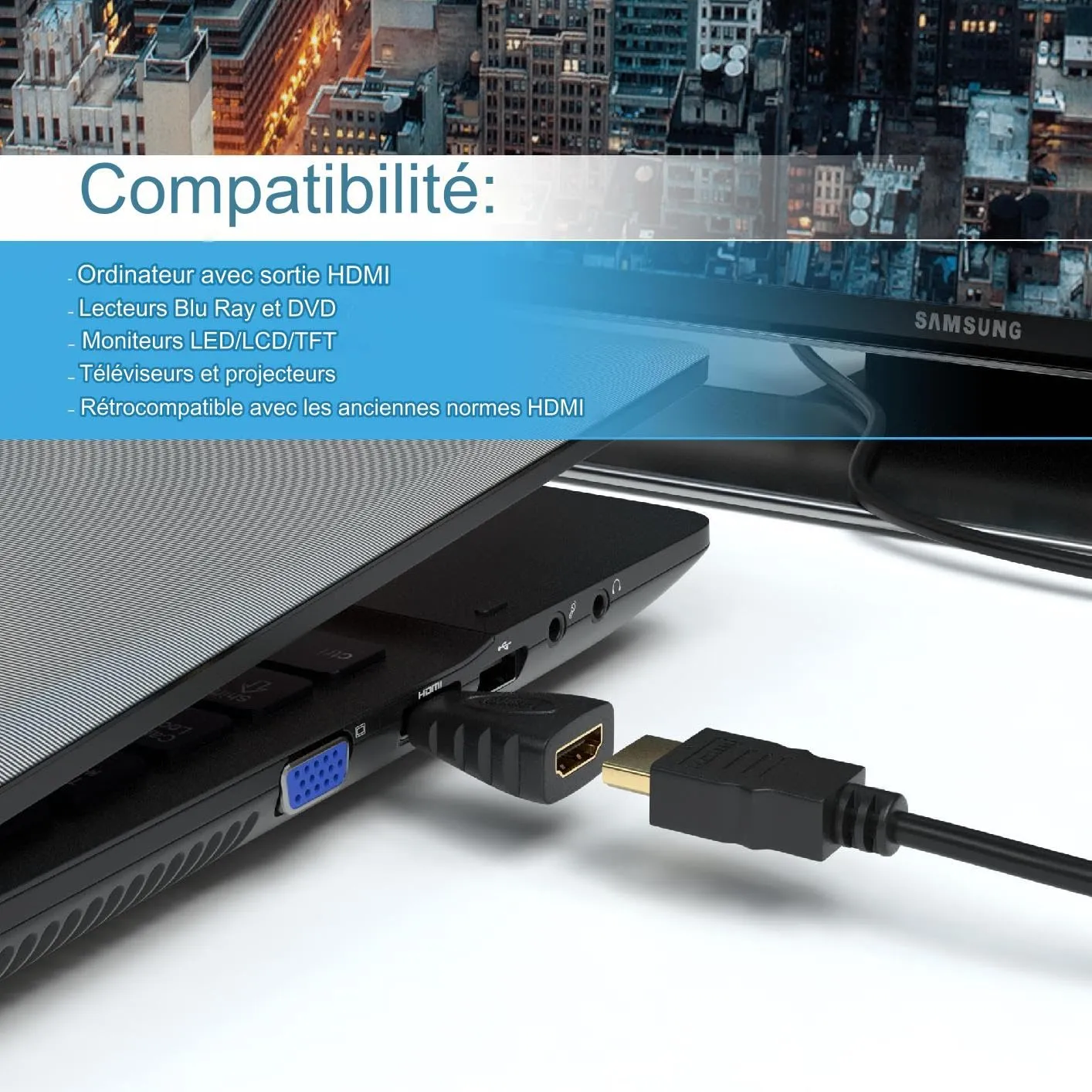 JAMEGA Mini HDMI auf HDMI Adapter 1er Pack 4K