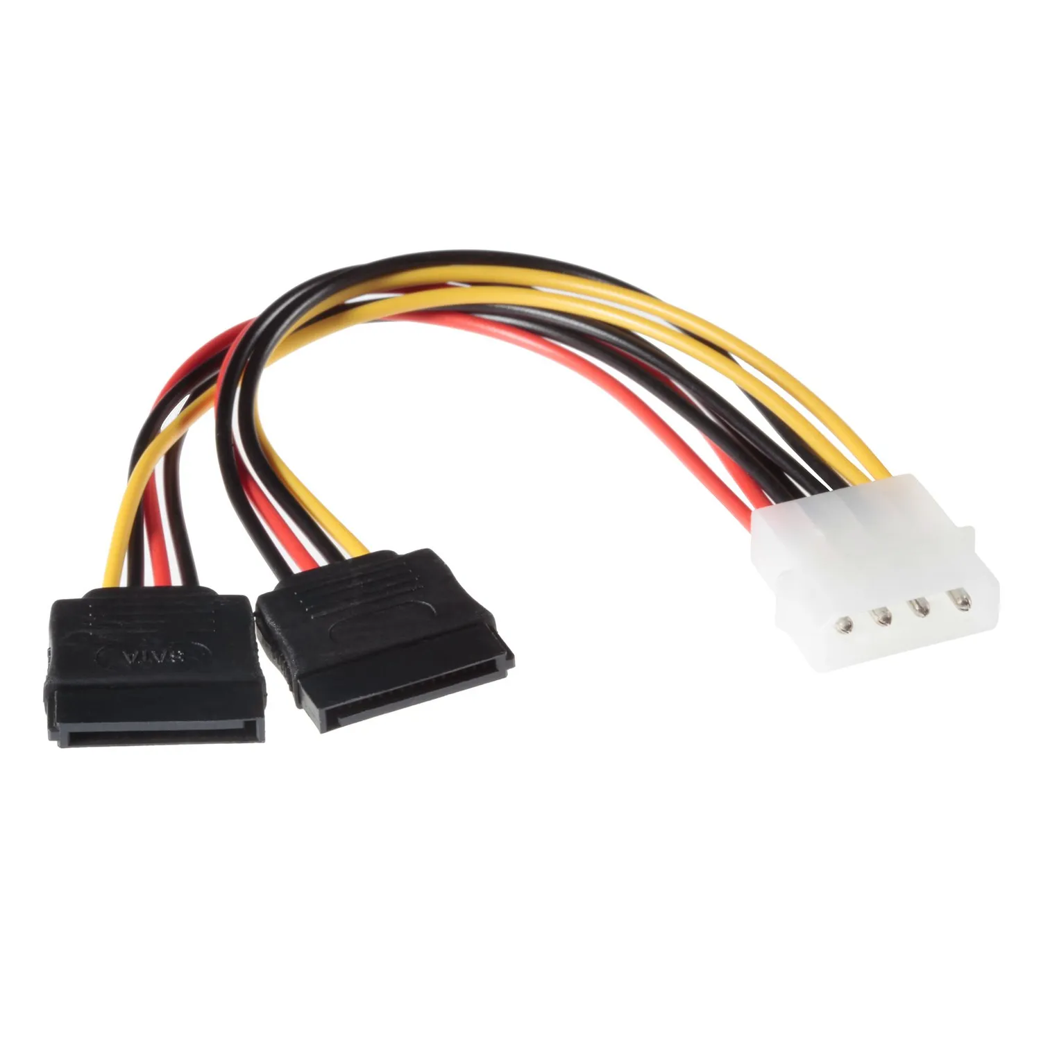 Poppstar Molex auf 2x SATA Y-Stromkabel 0,1m