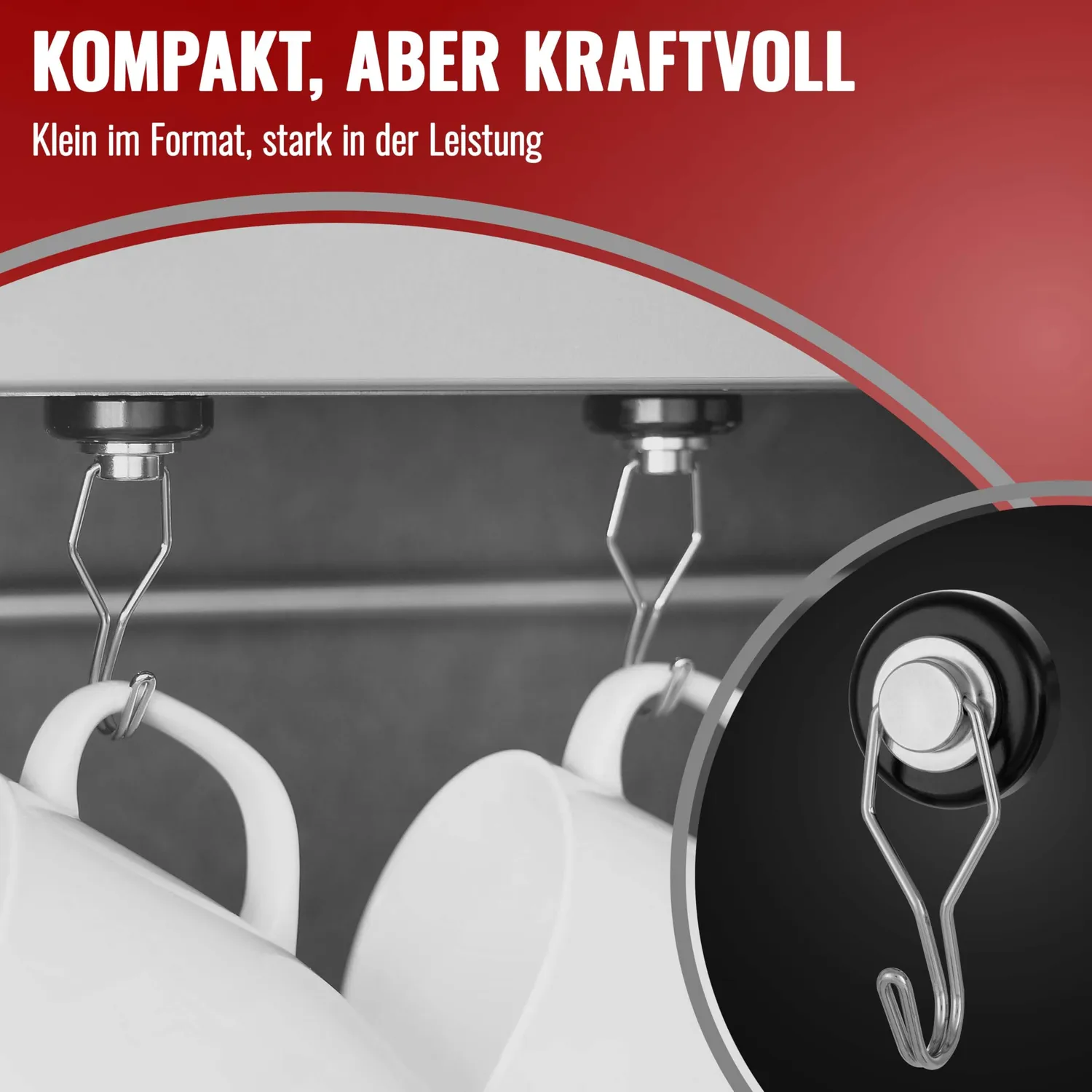 Poppstar Magnethaken extra stark drehbar 4 Stück 30kg