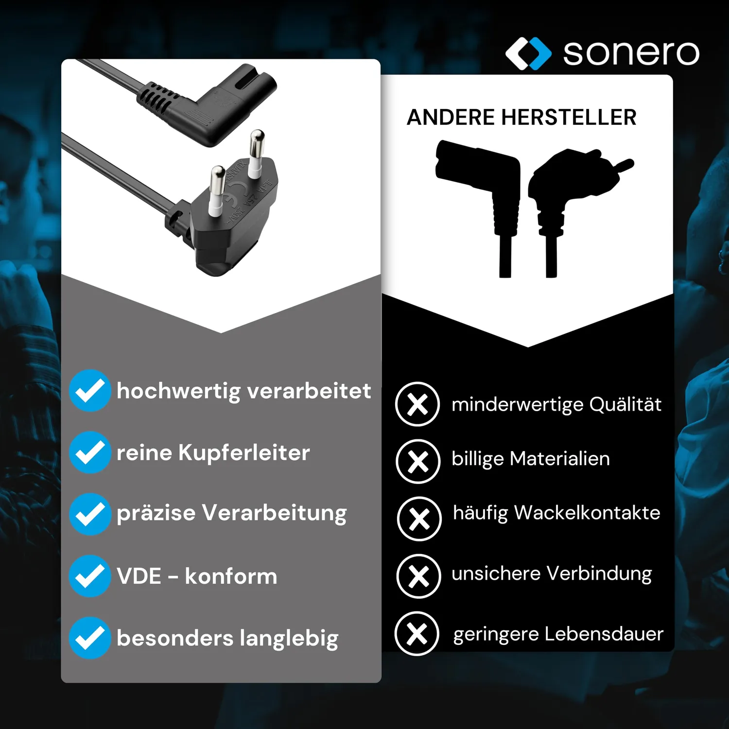 Sonero X-ESW-C7W-015B Kleingerätekabel 1,5m 90° schwarz