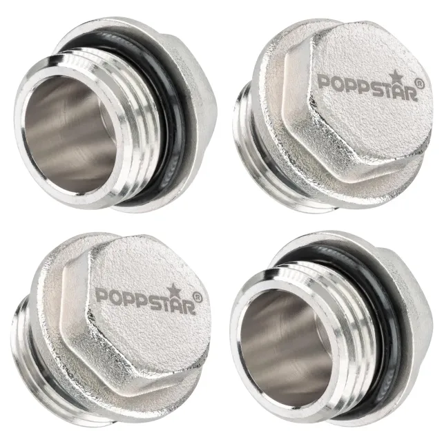 Poppstar Blindstopfen BSP 1/2 Zoll AG vernickelt 4 Stück
