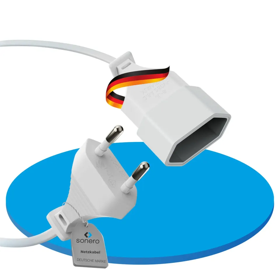 Sonero Netzkabel X-ESG-ESB-020W Euro 2m Weiß Flach