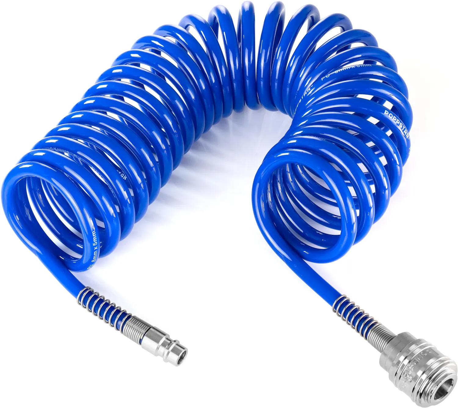 Poppstar Druckluftset Reifenfüller Spiralschlauch 5m