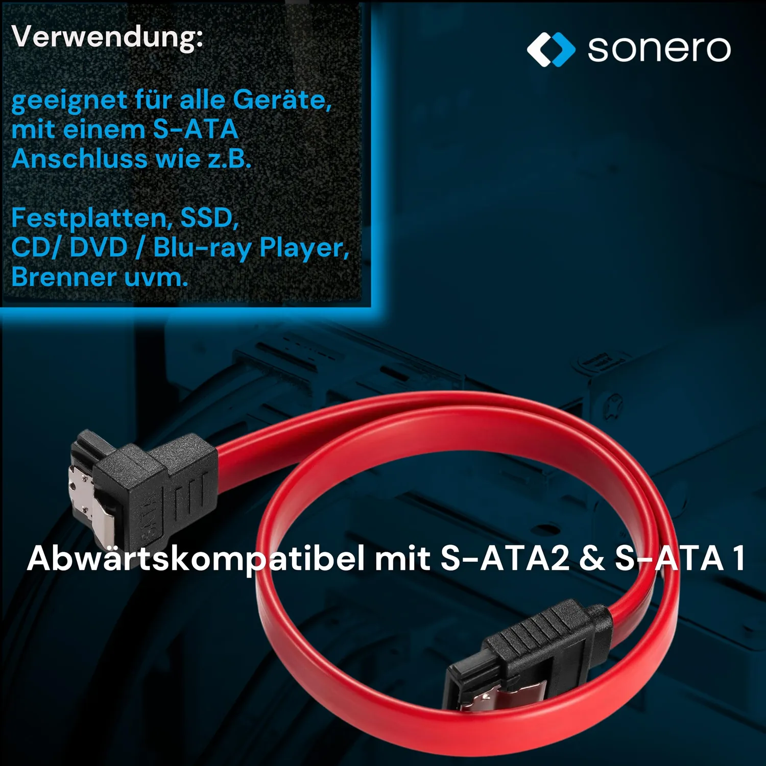 Sonero X-SATA020-050R SATA III Kabel 0,5m rot gewinkelt
