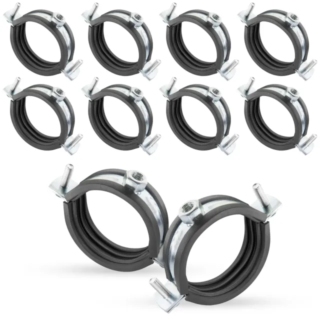 Poppstar Rohrschellen 57-61 mm 10er Set verzinkt mit Gummi