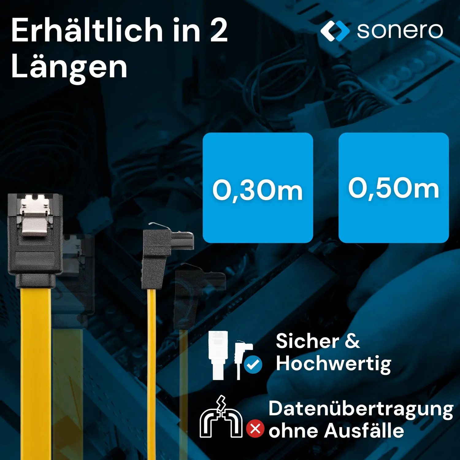 Sonero SATA III Datenkabel 0,5m gelb gewinkelt 6Gb/s