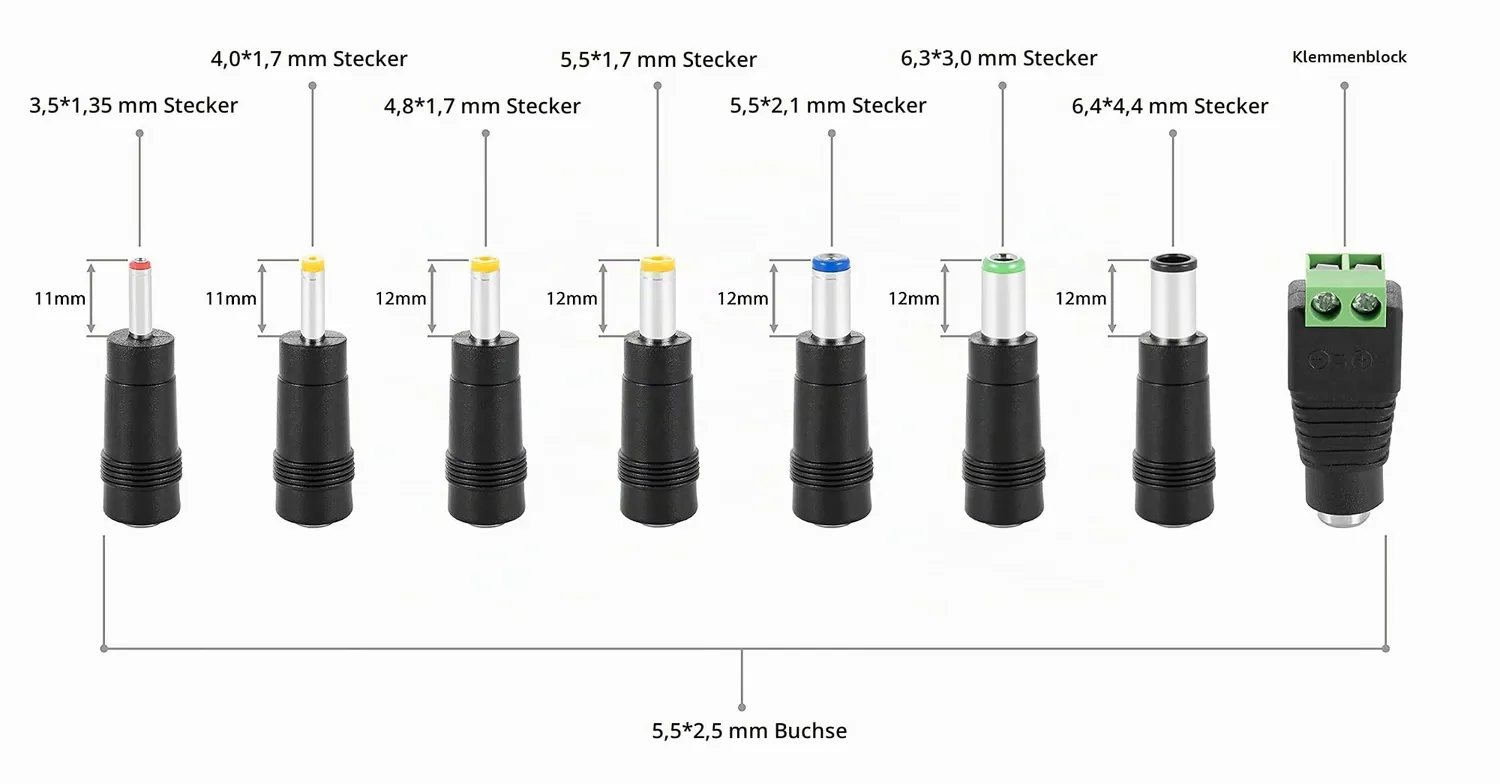Poppstar Universal Netzteil Adapter Set 8 Hohlstecker