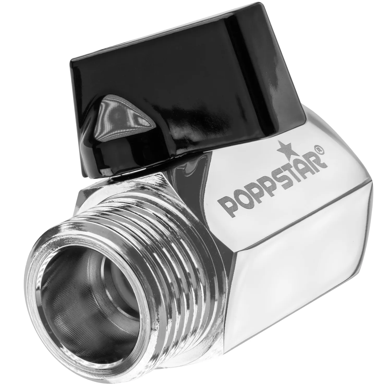 Poppstar Mini Kugelhahn 3/4 Zoll Messing verchromt