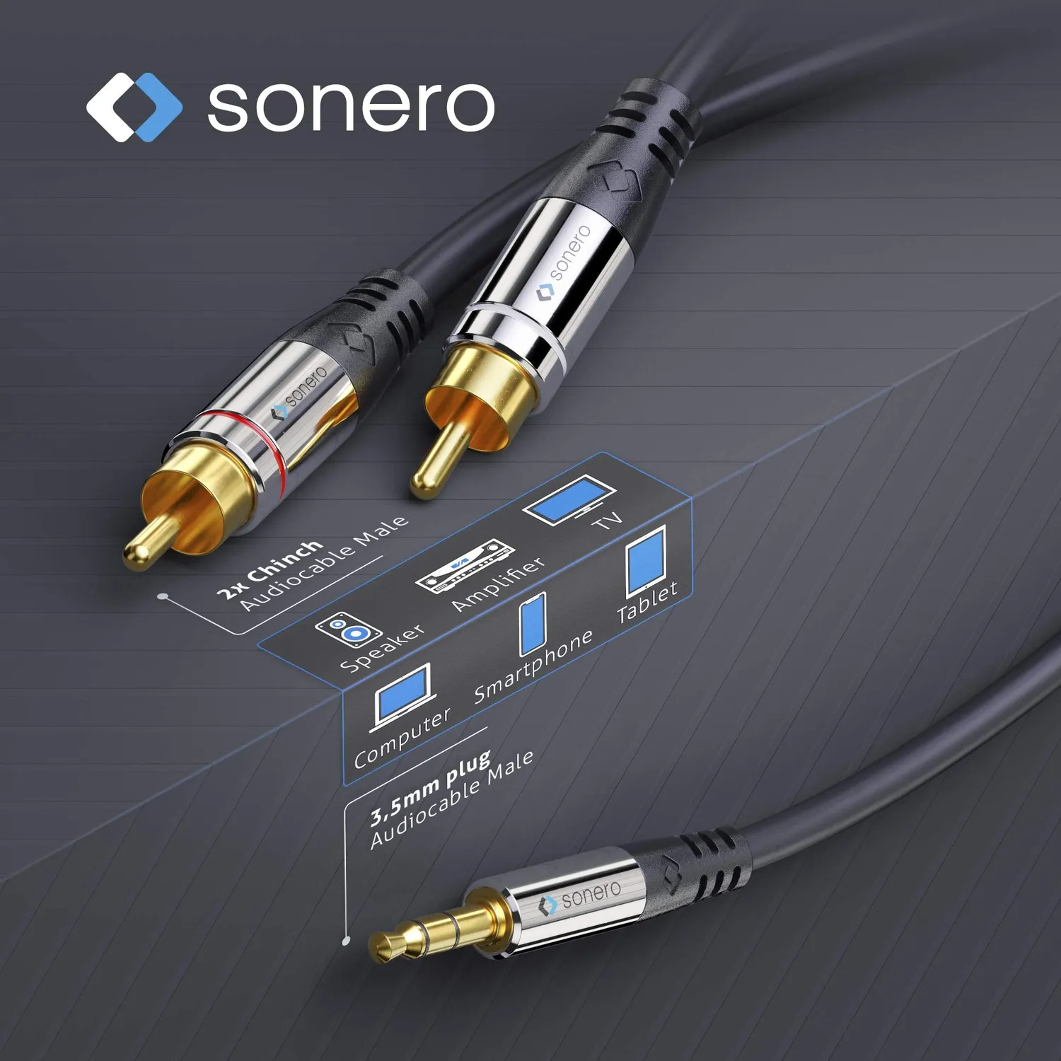 Sonero Premium S-AC600-015 Klinke Cinch Kabel 1,5m AUX