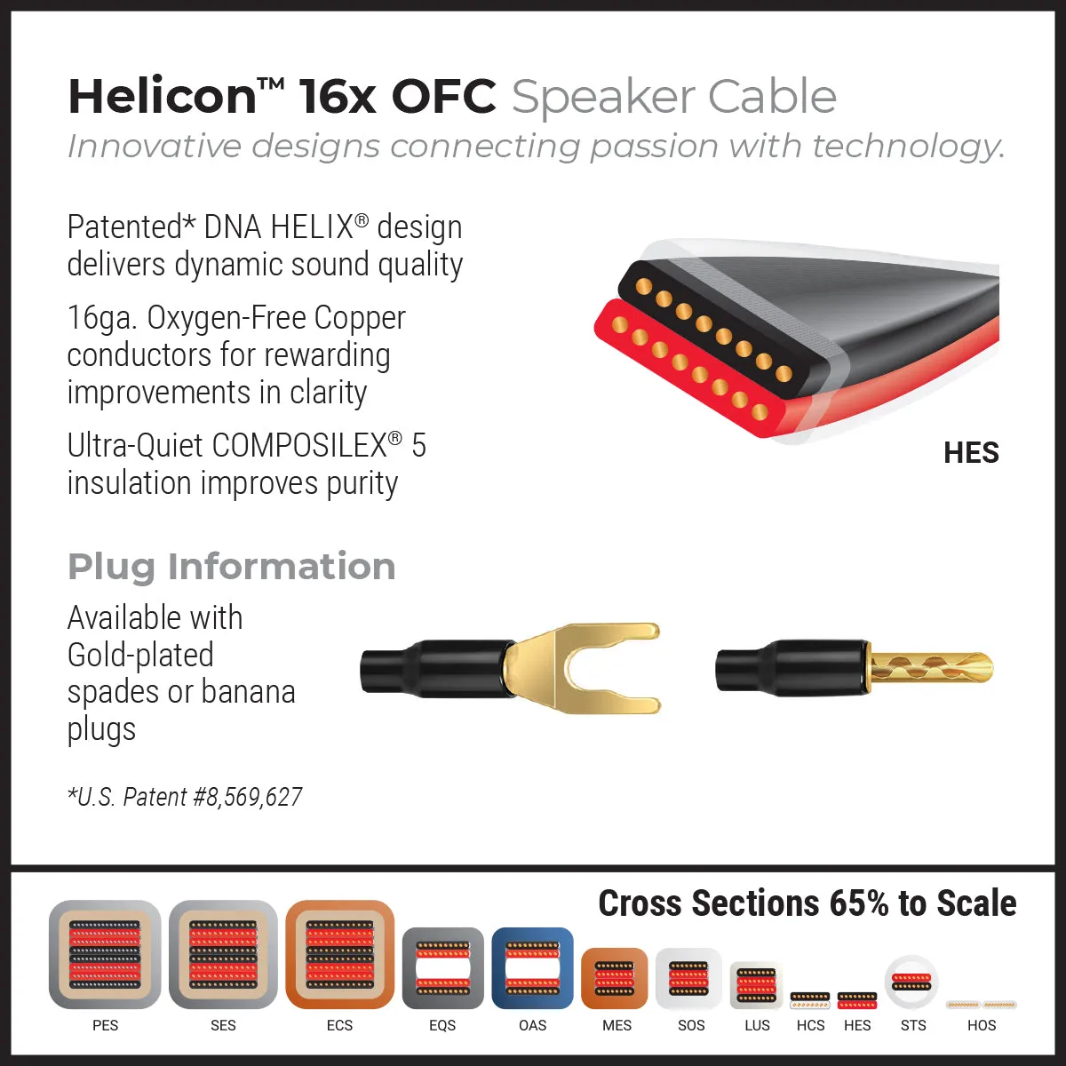 WireWorld Helicon 16x Lautsprecherkabel 2,0m Paar OFC