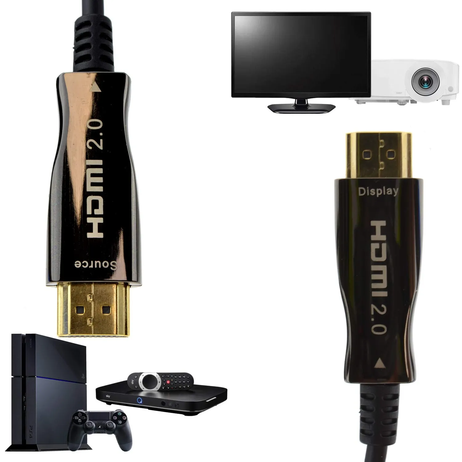 Kenable Aktives HDMI Kabel 30m Schwarz 4K HDR