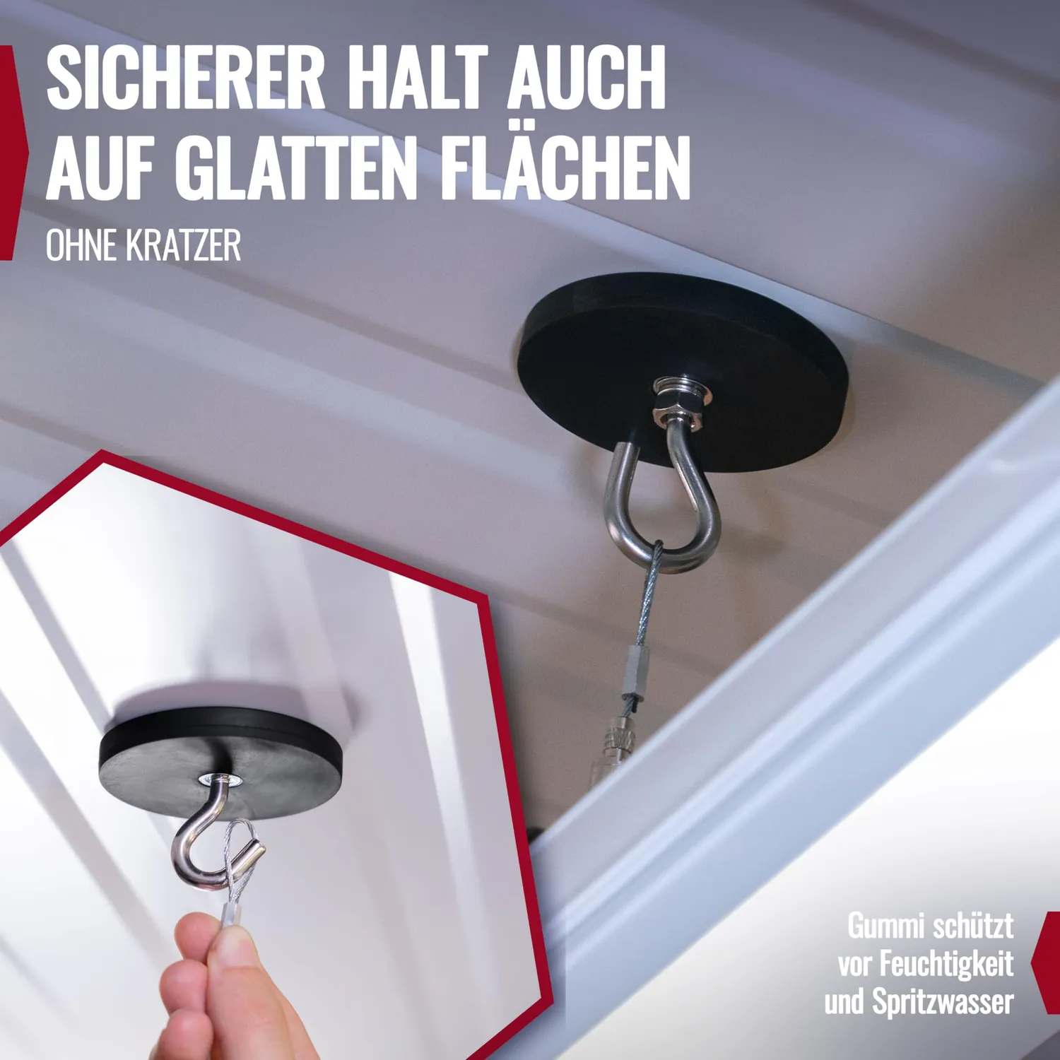 Poppstar Topfmagnet M6 66 mm 20 kg 2 Stück gummiert