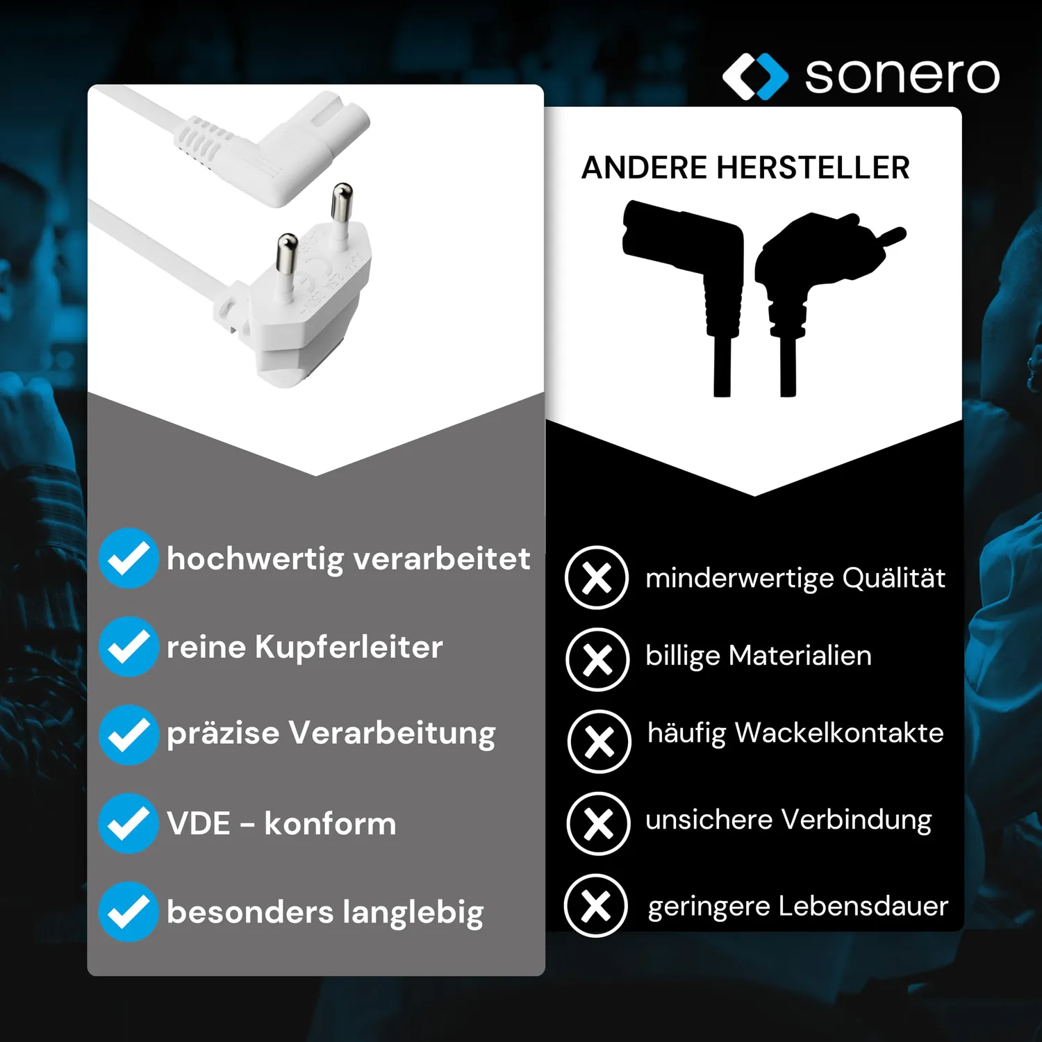 Sonero X-ESW-C7W-030W Euro-Netzkabel 3m weiß C7